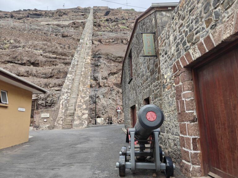 Jacob's Ladder rising steeply above Jamestown, Saint Helena